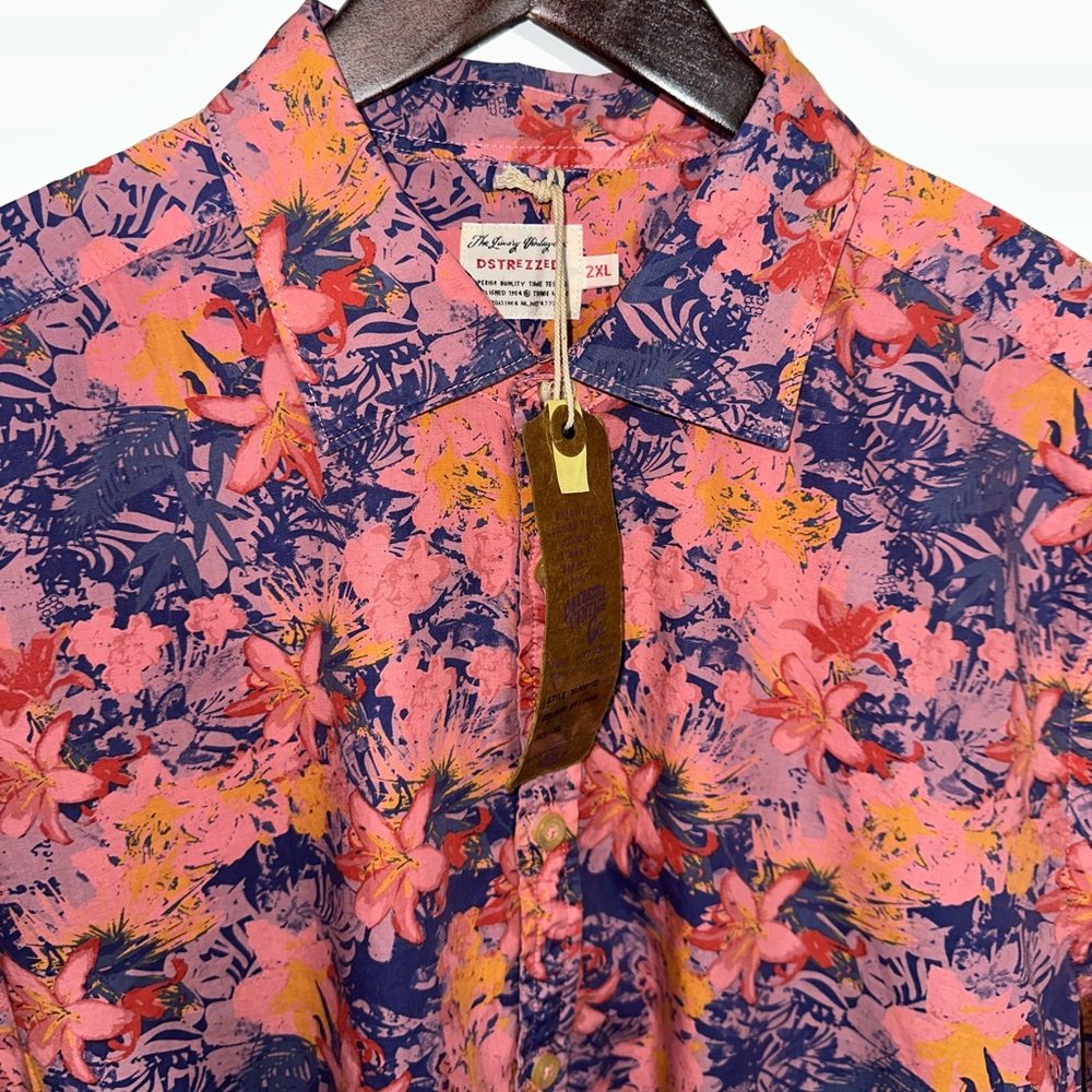 Distrezzed, Pink and Multicolored Shirt. XXL Long Sleeve.